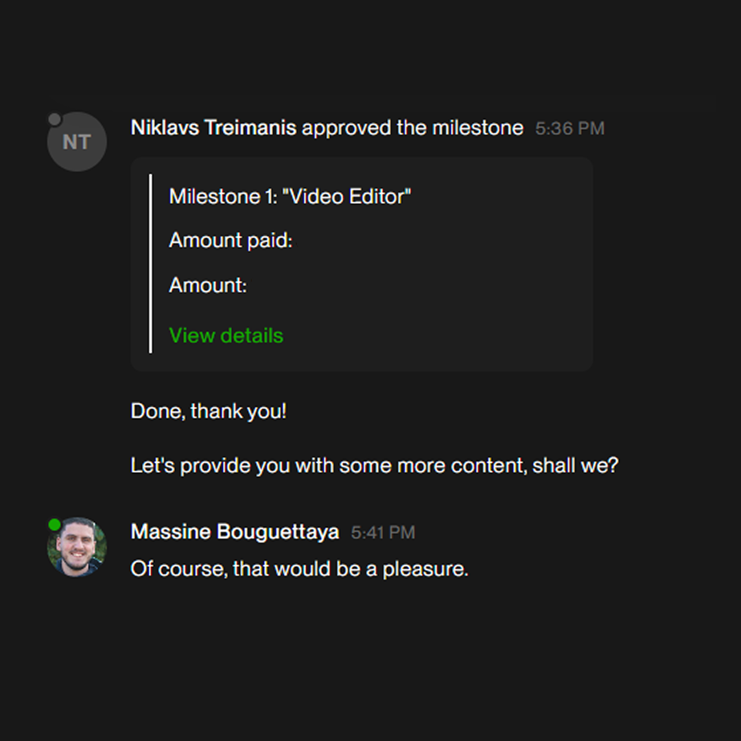 Approved milestone — Video Editor